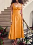 Femmes Plain Jaune-Clair à Bretelles Confortable Robe Maxi Décontracté