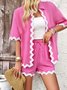 Deux Pièces Ensembles Femmes Décontracté Plain Été Naturel Micro-élasticité Quotidien Coupe Régulière Top Avec Pantalons Droit