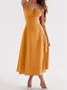 Femmes Plain Jaune-Clair à Bretelles Confortable Robe Maxi Décontracté