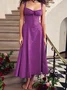 Femmes Plain Jaune-Clair à Bretelles Confortable Robe Maxi Décontracté