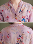 Femmes Papillon Rose Col Montant Confortable Robe Maxi Décontracté