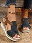 Sandales Antidérapantes Femmes Vacances Plain Été Talon de Bloc à Bout Ouvert Velcro Cuir synthétique PU Sandales Antidérapantes