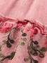 Femmes Floral Rose Col Rond Confortable Dentelle Court Robe Décontracté