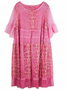 Femmes Floral Rose Col Rond Confortable Dentelle Court Robe Décontracté