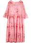 Femmes Floral Noir Col Rond Confortable Dentelle Robe Mi-Longue Décontracté