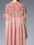 Femmes Floral Rose Col Rond Confortable Dentelle Court Robe Décontracté