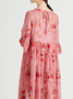 Femmes Floral Noir Col Rond Confortable Dentelle Robe Mi-Longue Décontracté