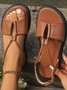 Sandales Décontracté Plain Été à Talon Plat Toit ouvert PU PU Caoutchouc Sandales à lanières pour Femmes