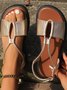 Sandales Décontracté Plain Été à Talon Plat Toit ouvert PU PU Caoutchouc Sandales à lanières pour Femmes