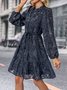 Femmes Plain Noir Col Rond Confortable Mini Robe Décontracté