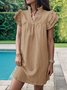 Femmes Plain Bleu Clair Col V Confortable Court Robe Décontracté