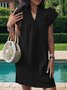 Femmes Plain Bleu Clair Col V Confortable Court Robe Décontracté