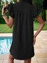 Femmes Plain Bleu Clair Col V Confortable Court Robe Décontracté