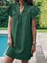 Femmes Plain Bleu Clair Col V Confortable Court Robe Décontracté