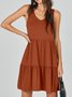 Femmes Plain Kaki Col V Confortable Robe Mi-Longue Décontracté