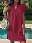 Femmes Plain Bleu Clair Col V Confortable Court Robe Décontracté