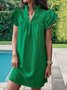 Femmes Plain Bleu Clair Col V Confortable Court Robe Décontracté