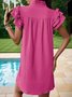 Femmes Plain Bleu Clair Col V Confortable Court Robe Décontracté