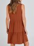 Femmes Plain Kaki Col V Confortable Robe Mi-Longue Décontracté