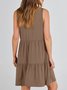 Femmes Plain Kaki Col V Confortable Robe Mi-Longue Décontracté