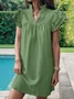 Femmes Plain Bleu Clair Col V Confortable Court Robe Décontracté