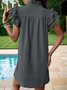 Femmes Plain Bleu Clair Col V Confortable Court Robe Décontracté