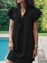Femmes Plain Bleu Clair Col V Confortable Court Robe Décontracté