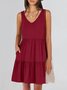 Femmes Plain Kaki Col V Confortable Robe Mi-Longue Décontracté