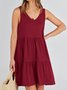 Femmes Plain Kaki Col V Confortable Robe Mi-Longue Décontracté