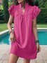 Femmes Plain Bleu Clair Col V Confortable Court Robe Décontracté
