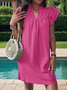 Femmes Plain Bleu Clair Col V Confortable Court Robe Décontracté