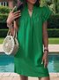 Femmes Plain Bleu Clair Col V Confortable Court Robe Décontracté