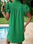 Femmes Plain Bleu Clair Col V Confortable Court Robe Décontracté