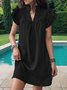 Femmes Plain Bleu Clair Col V Confortable Court Robe Décontracté