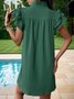 Femmes Plain Bleu Clair Col V Confortable Court Robe Décontracté