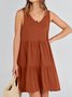 Femmes Plain Kaki Col V Confortable Robe Mi-Longue Décontracté