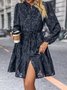 Femmes Plain Noir Col Rond Confortable Mini Robe Décontracté