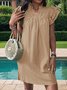 Femmes Plain Bleu Clair Col V Confortable Court Robe Décontracté