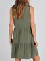 Femmes Plain Kaki Col V Confortable Robe Mi-Longue Décontracté