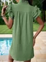 Femmes Plain Bleu Clair Col V Confortable Court Robe Décontracté