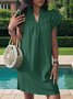 Femmes Plain Bleu Clair Col V Confortable Court Robe Décontracté