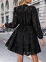 Femmes Plain Noir Col Rond Confortable Mini Robe Décontracté