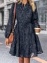 Femmes Plain Noir Col Rond Confortable Mini Robe Décontracté