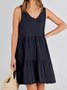 Femmes Plain Kaki Col V Confortable Robe Mi-Longue Décontracté