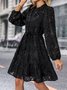Femmes Plain Noir Col Rond Confortable Mini Robe Décontracté