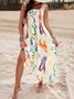 Femmes Géométrique Blanc à Bretelles Confortable Brouiller Robe Maxi Vacances