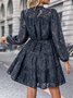 Femmes Plain Noir Col Rond Confortable Mini Robe Décontracté