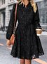 Femmes Plain Noir Col Rond Confortable Mini Robe Décontracté