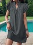 Femmes Plain Bleu Clair Col V Confortable Court Robe Décontracté