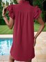 Femmes Plain Bleu Clair Col V Confortable Court Robe Décontracté